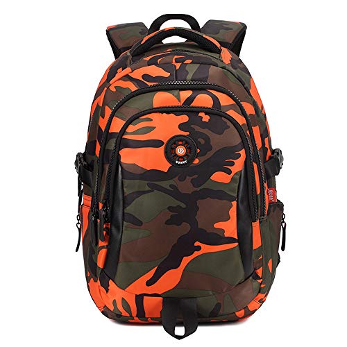 Mochila Infantil Yuan Ou Ortopedia Camuflaje Mochila Escolar para niños Mochila Niños Adolescentes Niños Niños Niñas Bolsas para computadora portátil 48 * 15 * 32 cm Naranja-L