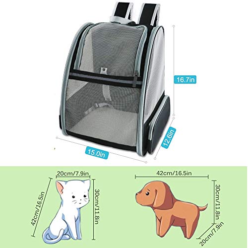 Mochila Portador para Mascotas Perro Gatos - Bolsa Transporte de Malla Plegable Transpirable y Espaciosa con Estructura de Alambre, Transportin Estable para Viaje Uso Diario Aprobada por Aerolínea