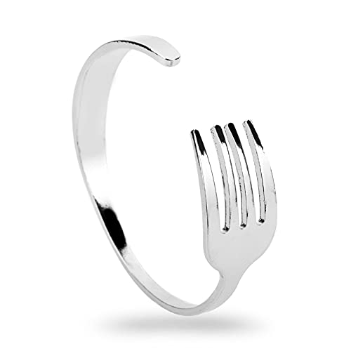 Moda Cuchillo Y Tenedor Brazalete Brazalete Abierto De Plata Y Brazalete Joyería De Hip Hop Para Hombres Y Mujeres Regalo Creativo