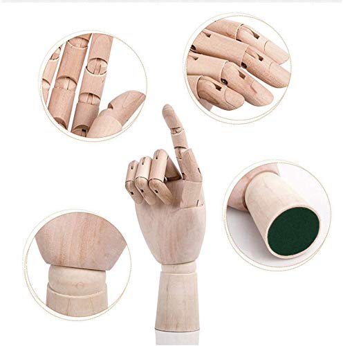 Modelo de Mano de Madera, Yefun Derecha/ Lzquierda Mano Modelo Madera -Articulado de Madera Boceto Modelo de Maniquí Flexible para Pintura Arte(derecho,7 inch)