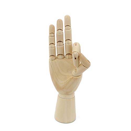 Modelo de Mano de Madera, Yefun Derecha/ Lzquierda Mano Modelo Madera -Articulado de Madera Boceto Modelo de Maniquí Flexible para Pintura Arte(derecho,7 inch)