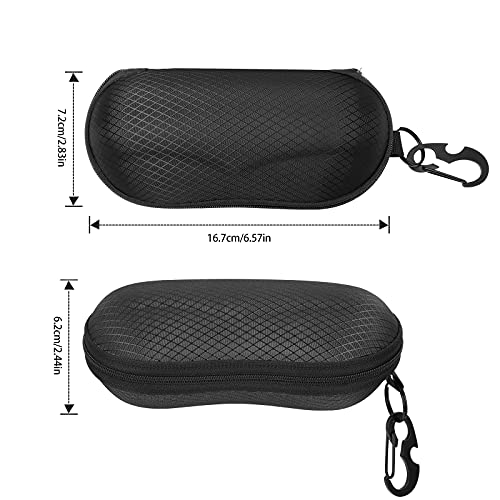 MoKo Estuche para Gafas de Sol Semirrígido, [2 PZS] EAV Caja de Anteojos Universal con Cierre de Cremallera, Organizador de Gafas con Mosquetón Destornillador para Escuela Oficina Viaje, Negro/Negro