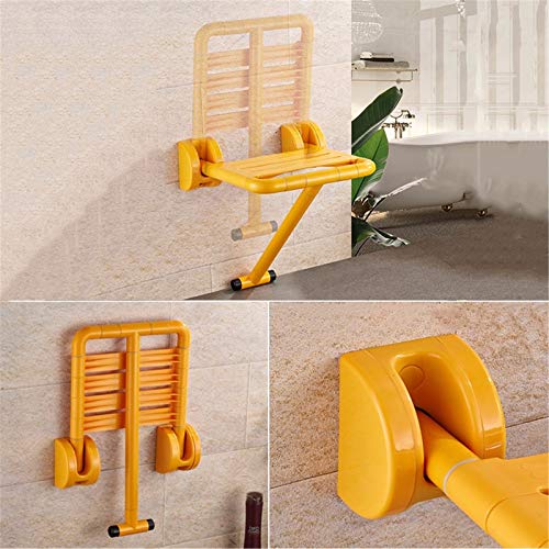 MOMD Silla Plegable Taburete Ducha Banqueta Baño Silla Baño Ancianos Plegablepara Personas con Movilidad Reducida para Fijación a La Pared Yellow