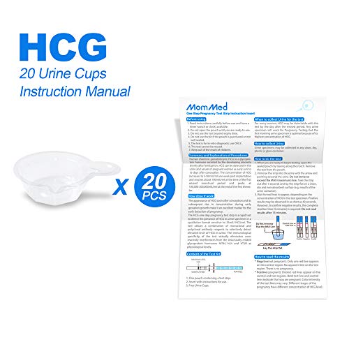 MOMMED Tiras de pruebas de embarazo (HCG20) con 20 vasos de orina gratis, Test de embarazo rápidas y fiables, detección temprana, Test embarazo ultrasensibles para mujeres