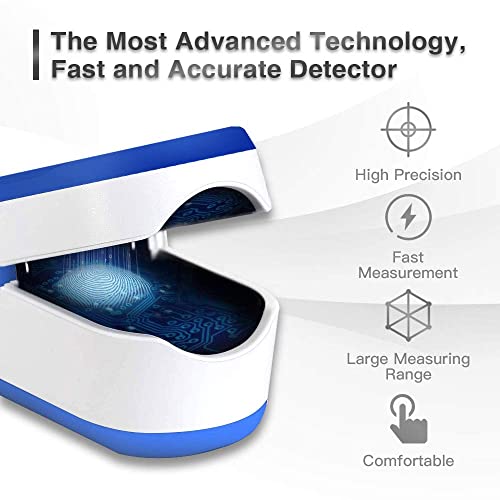 Monitor de saturación de oxígeno, monitor de dedo de oxígeno para adultos y niños SpO2 nivel de saturación de oxígeno en sangre y monitor de frecuencia cardíaca, incluye baterías y cordón