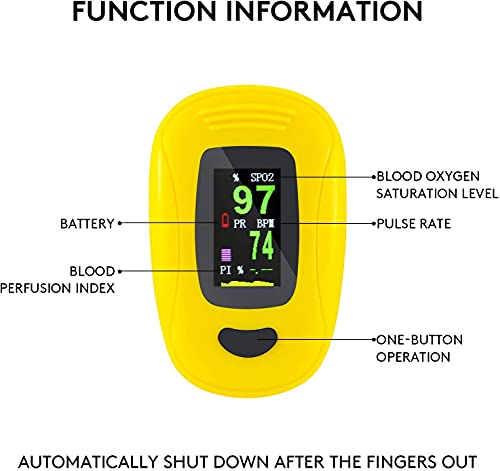 Monitor de saturación de oxígeno, pulsioxímetro de frecuencia cardíaca, dedo Sp02 Monitor de oxígeno en sangre Bajo consumo de energía Oxímetro portátil de alta precisión para niños adultos