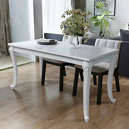 Montloxs Mesa de Comedor - Mesa de Centro - Mesa de Cocina - Mesa salón o Cocina - Mueble para Salón Moderno - 116x66x76 cm Blanco Brillante