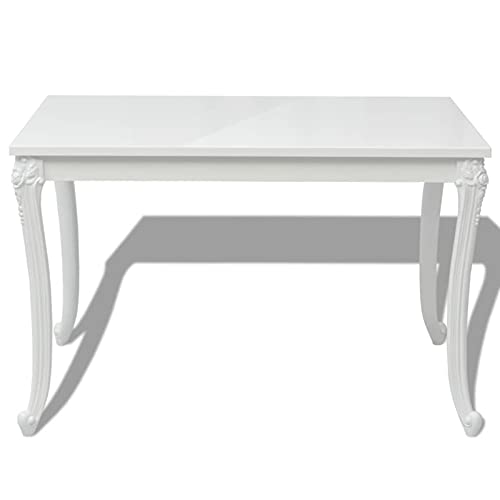 Montloxs Mesa de Comedor - Mesa de Centro - Mesa de Cocina - Mesa salón o Cocina - Mueble para Salón Moderno - 116x66x76 cm Blanco Brillante