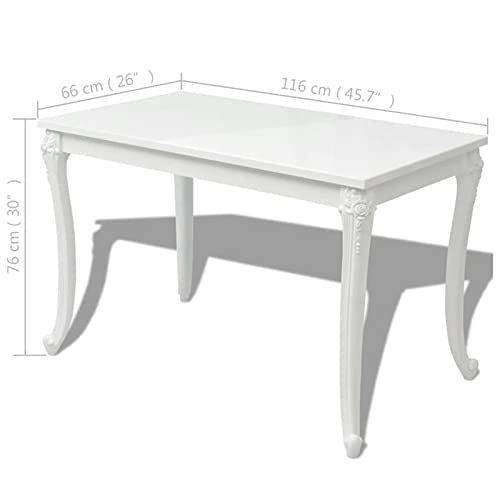 Montloxs Mesa de Comedor - Mesa de Centro - Mesa de Cocina - Mesa salón o Cocina - Mueble para Salón Moderno - 116x66x76 cm Blanco Brillante