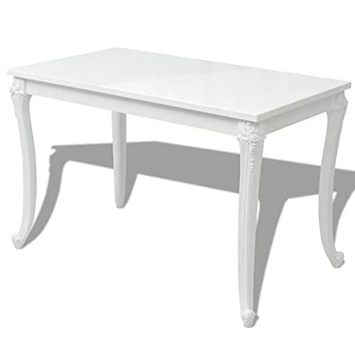 Montloxs Mesa de Comedor - Mesa de Centro - Mesa de Cocina - Mesa salón o Cocina - Mueble para Salón Moderno - 116x66x76 cm Blanco Brillante