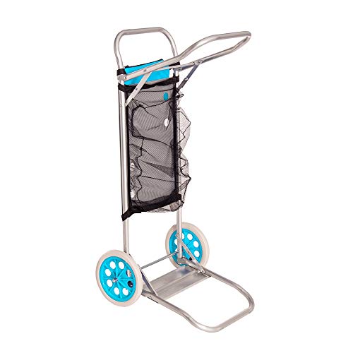 Monty- LOLAhome Carro portasillas Plegable Azul de Aluminio para Camping y Playa Nuevo y Mejorado, Color (Juinsa 12214)