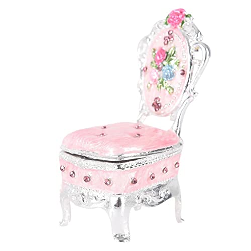 Moosunsa Joyero en forma de silla – 17 cm/6,69 en esmalte Joyero en forma de silla, decoración de mesa pintada a mano, estilo vintage