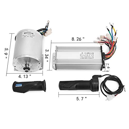 Mophorn 1800W Motor Eléctrico Sin Escobillas 48V DC Motor con Controlador de Velocidad 32A y Acelerador para Go Karts E-bike Acelerador Eléctrico Motocicleta