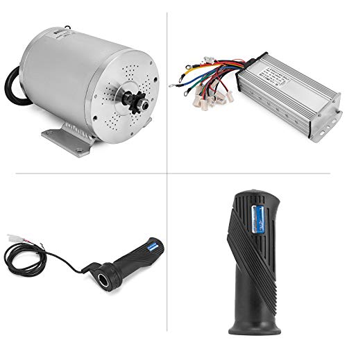 Mophorn 1800W Motor Eléctrico Sin Escobillas 48V DC Motor con Controlador de Velocidad 32A y Acelerador para Go Karts E-bike Acelerador Eléctrico Motocicleta