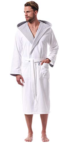 Morgenstern Ropa de Dormir Hombre con Capucha, Algodón Talla XL, Blanco