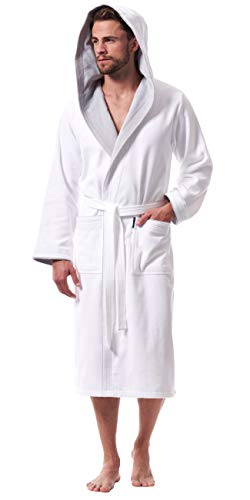 Morgenstern Ropa de Dormir Hombre con Capucha, Algodón Talla XL, Blanco