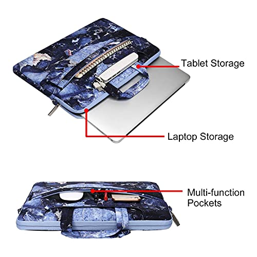 MOSISO Funda Protectora Compatible con 13 Pulgadas MacBook Air/MacBook Pro,13-13.3 Pulgadas Computadora Portátil, Bolsa de Hombro Poliéster Mármol de Roca Maletín de Transporte con Cinturón de Carro