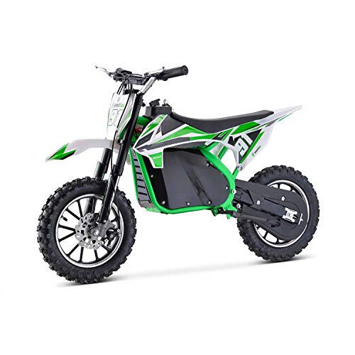 Moto Eléctrica Niños Desde 5 o 6 años | Minimoto Eléctrica Verde BIPOWER Speed Lion | Moto eléctrica 500W y 36V | También para Adultos < 60 kg