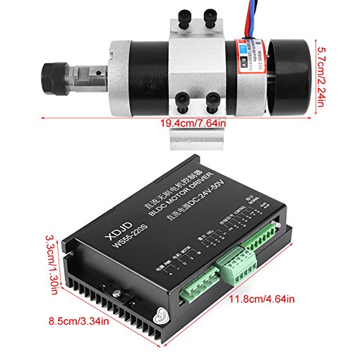 Motor de Husillo Set ER16 500W 12000r/min Refrigeración por Aire de Alta Velocidad Sin Escobillas con Motor de Motor Potenciómetro Interruptor de Sujeción