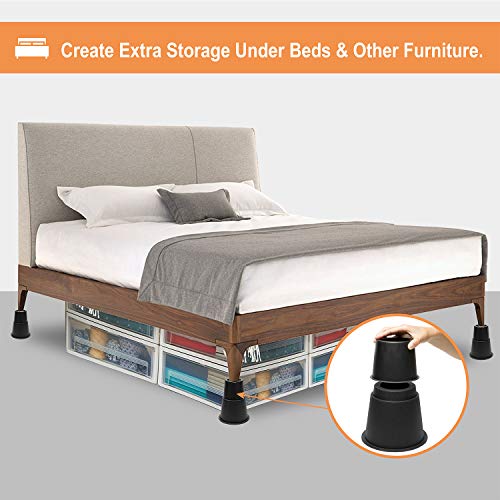 MOVEONSTEP Muebles Elevadores de Cama 8 PCS Elevadores Ajustables para Camas, Mesas sillas o Mobiliario 7.5, 13, 20.5CM-Negro