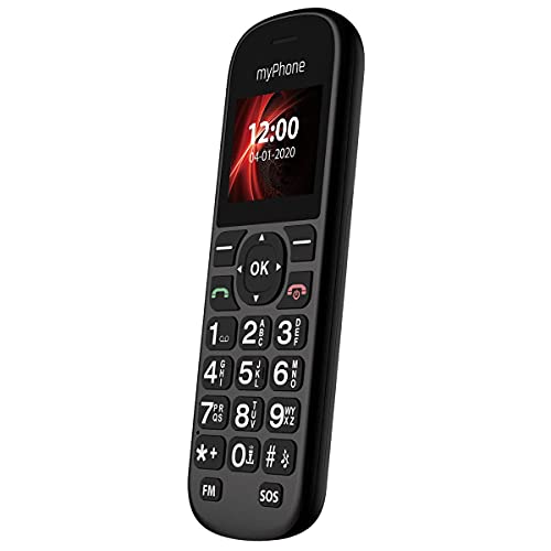 MP myPhone Soho Line H22 teléfono con Tarjeta sim, estación de Carga, Pantalla en Color de 1,77", Batería Recargable integrada de 1000 mAh, Bluetooth, Llaves Grandes, Botón SOS, Negro