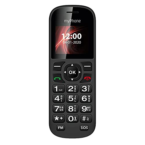 MP myPhone Soho Line H22 teléfono con Tarjeta sim, estación de Carga, Pantalla en Color de 1,77", Batería Recargable integrada de 1000 mAh, Bluetooth, Llaves Grandes, Botón SOS, Negro