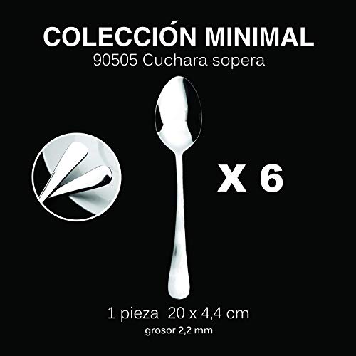 Mr. Spoon 6 cucharas soperas Acero INOX. Colección Minimal 20 x 4,4 cm