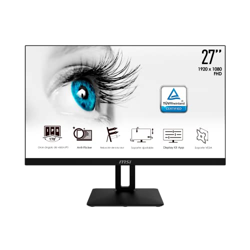 MSI Pro MP271P - Monitor de 27" IPS (1920 x 1080p, 60 Hz , Ratio 16:9, 5 ms de repuesta,250 nits, soporte ajustable, soporte VESA)