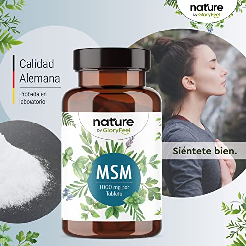 MSM 365 Tabletas Veganas + Vitamina C natural - 2000mg polvo de azufre con Vitamina C de Acerola para una mejor absurbation - Antiinflamatorio muscular + Articulaciones - Producción sin aditivos