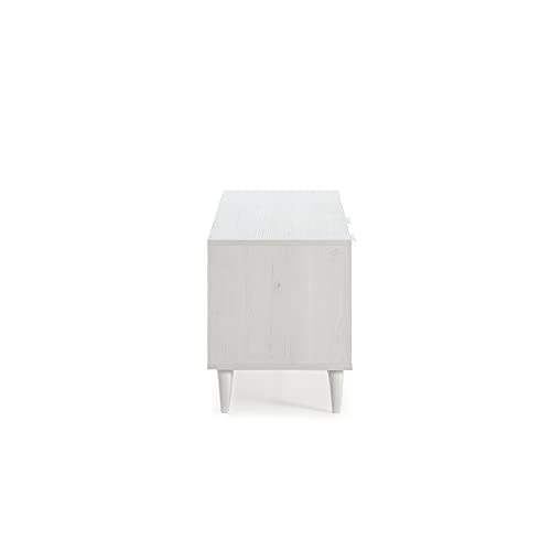 Mueble TV Koln 2 Puertas y 1 cajón, Color Blanco Cepillado y Madera, 136,5 cm (Ancho) 40 cm (Profundo) 48,5 cm (Altura)