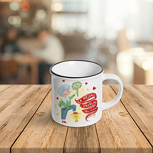 Mug Lover - La Mejor Abuela del Mundo - (ESPAÑOL) - Idea regalo taza, tarjeta de felicitación con sobre y bolsita de organza