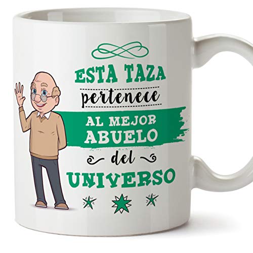 MUGFFINS Taza Abuelo - Esta Taza Pertenece al Mejor Abuelo del Universo - Taza Desayuno/Idea Regalo Original/Día del Padre para Abuelitos. Cerámica 350 mL