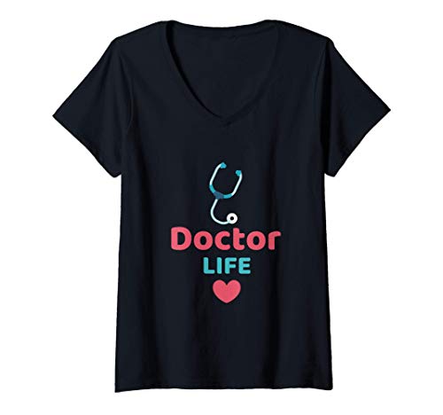 Mujer Doctor Vida Profesión médica Doctores Regalo Medicina Camiseta Cuello V