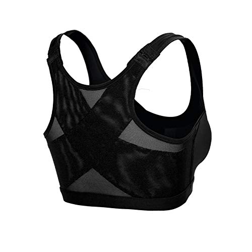 Mujer Sujetador Post Operatorio Abrochado Delante, Tallas Grandes Sujetador Deportivo de Compresión Sujetador Confort - Suave y Transpirable,Negro,XL(90BCD 95A)