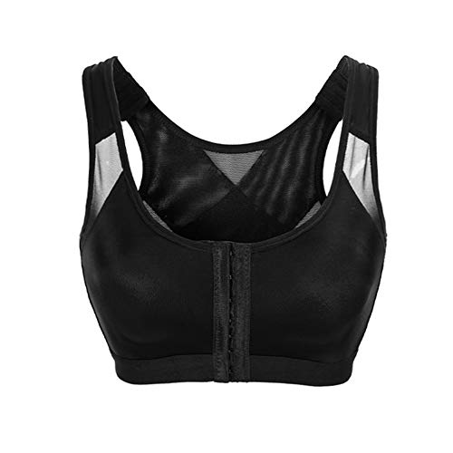 Mujer Sujetador Post Operatorio Abrochado Delante, Tallas Grandes Sujetador Deportivo de Compresión Sujetador Confort - Suave y Transpirable,Negro,XL(90BCD 95A)