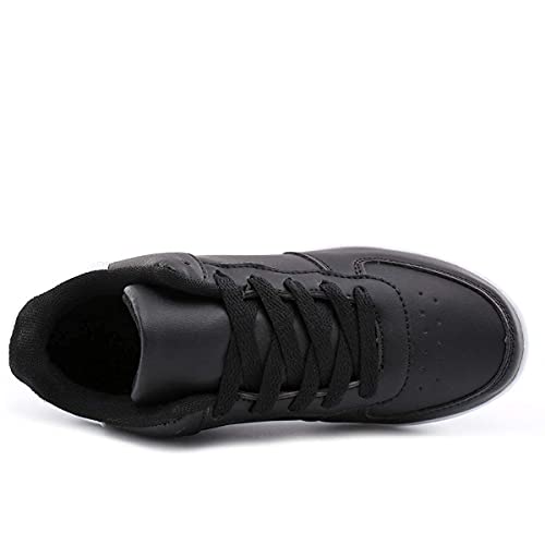 Mujer Zapatillas de Deporte Cuña Zapatos para Caminar Aptitud Plataforma Sneakers con Cordones Calzado de Tacón 4cm Negro EU 42