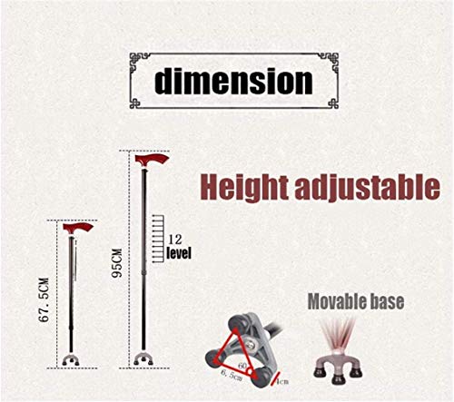 Muletas antiguas: bastón ligero y estable, bastón, telescopio, estable, antideslizante, móvil, 3 pies, Brauner Holzarmst & Auml; Nder para personas mayores con artritis, ancianos lesionados, abuel