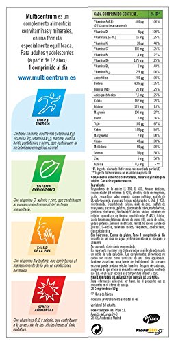 Multicentrum Complemento Alimenticio Multivitaminas con 13 Vitaminas, 11 Minerales y Luteína, Sin Gluten, Sabor a Naranja, 20 Comprimidos Efervescentes, 90 g