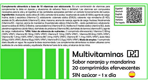 MULTIVITAMINAS PH con 20 comprimidos efervescentes, 10 vitaminas que te aportaran energía y vitalidad.