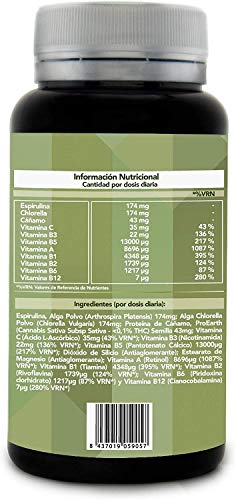 Multivitamínico Total | Fortalece tus defensas y protege tu Sistema Inmune | Vitamina C, A, B1, B2, B3, B5, B6 y B12 + Espirulina + Chlorella | Aporte eficaz de energía y vitalidad | 60U.