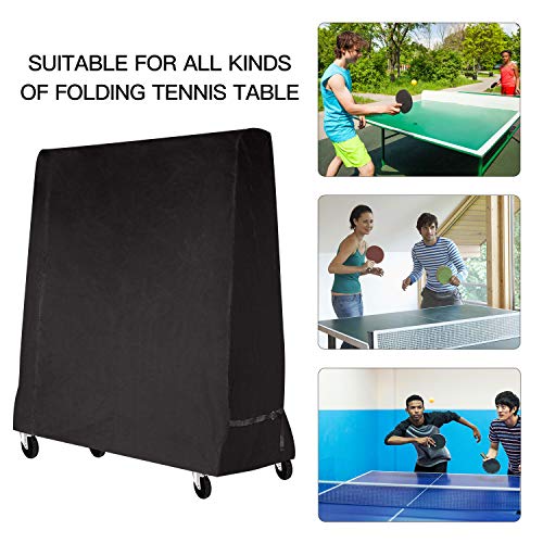 Mutsitaz Funda Protectora para Mesa de Ping-Pong Impermeable Resistente al Polvo Anti-UV Protección Oxford 165x70x185cm Negro