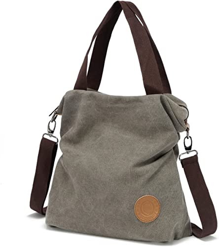 Myhozee Bolsos de Mujer,Bolso Bandolera Mujer Bolso Lona de Hombro Bolso Tote Bolso Shopper Bolso de Mano para Multifuncional - Gris