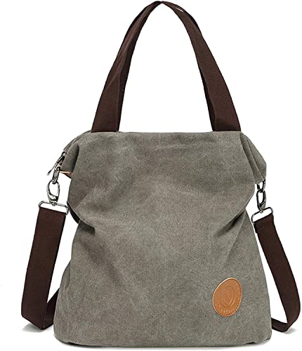 Myhozee Bolsos de Mujer,Bolso Bandolera Mujer Bolso Lona de Hombro Bolso Tote Bolso Shopper Bolso de Mano para Multifuncional - Gris