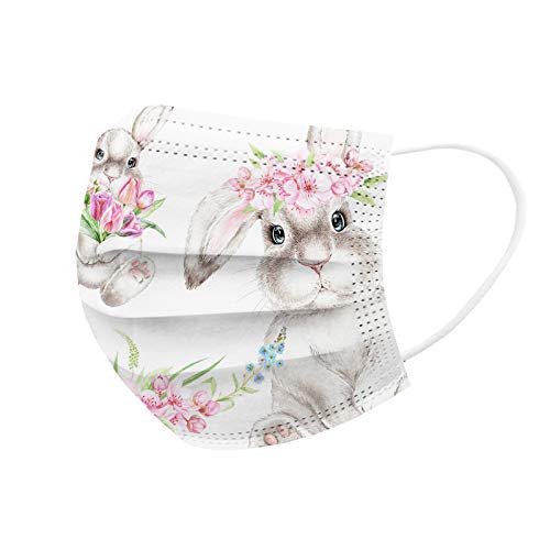 N / C 20 Adultos Unidades Moda De_Mascarilla_ D_esechables Conejo de Pascua con Estampado para picnics al Aire Libre Adecuado 3 Capas para Viajar Decorativa Respirable Variedad Estilos