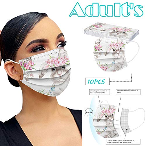 N / C 20 Adultos Unidades Moda De_Mascarilla_ D_esechables Conejo de Pascua con Estampado para picnics al Aire Libre Adecuado 3 Capas para Viajar Decorativa Respirable Variedad Estilos