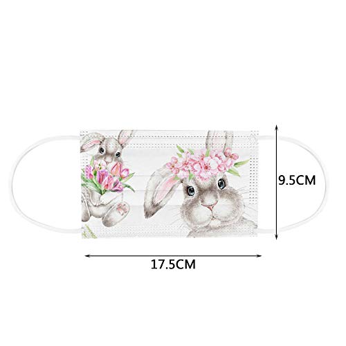 N / C 20 Adultos Unidades Moda De_Mascarilla_ D_esechables Conejo de Pascua con Estampado para picnics al Aire Libre Adecuado 3 Capas para Viajar Decorativa Respirable Variedad Estilos