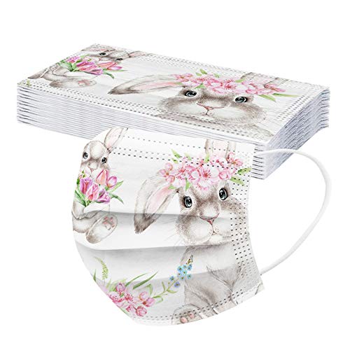 N / C 20 Adultos Unidades Moda De_Mascarilla_ D_esechables Conejo de Pascua con Estampado para picnics al Aire Libre Adecuado 3 Capas para Viajar Decorativa Respirable Variedad Estilos