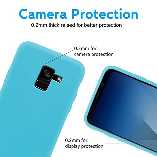 N Newtop - Carcasa compatible para Samsung Galaxy A8 2018, carcasa de TPU de silicona semirrígida, colores microfibra interior suave (azurra)