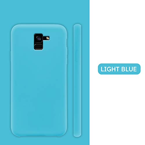 N Newtop - Carcasa compatible para Samsung Galaxy A8 2018, carcasa de TPU de silicona semirrígida, colores microfibra interior suave (azurra)