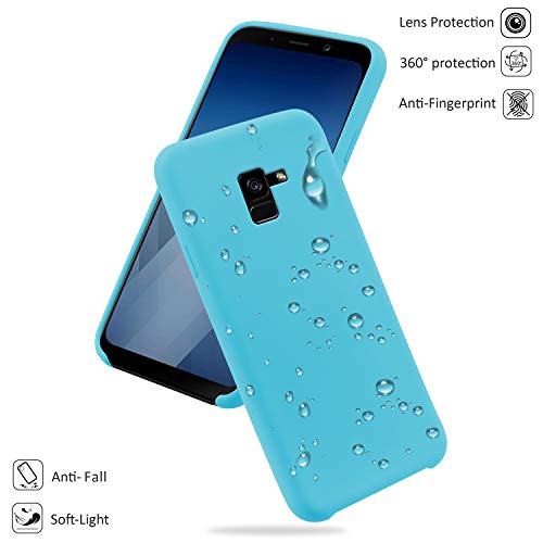 N Newtop - Carcasa compatible para Samsung Galaxy A8 2018, carcasa de TPU de silicona semirrígida, colores microfibra interior suave (azurra)